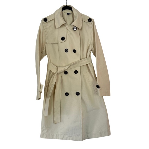 Gap Classic Cream Double Breasted Trench Coat | Size L - Picture 2 of 11